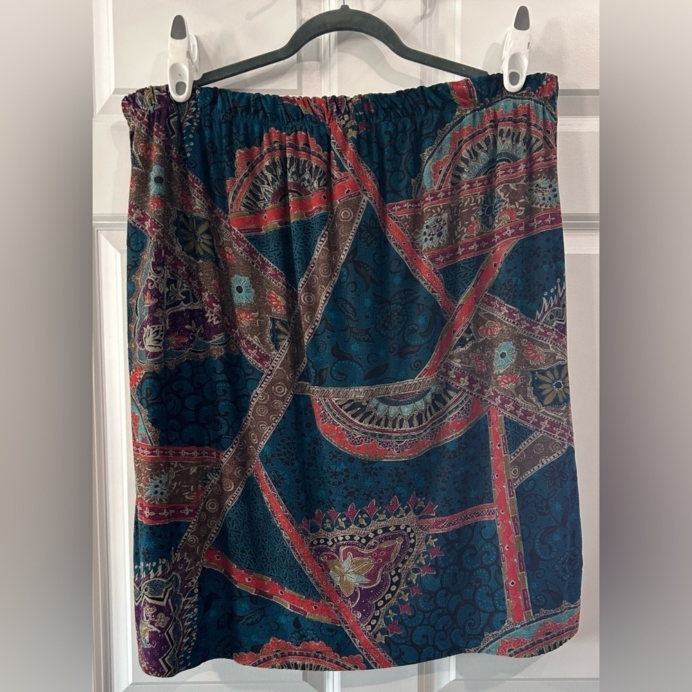 Vtg Carole Little Skirt‎ Women 3X Artsy Textured Print Stretch Pull On Colorful